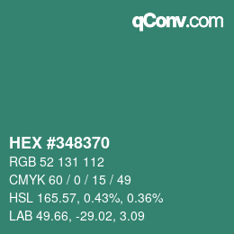 Color code: HEX #348370 | qconv.com