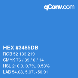 カラーコード: HEX #3485DB | qconv.com