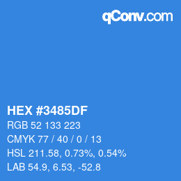 Color code: HEX #3485DF | qconv.com