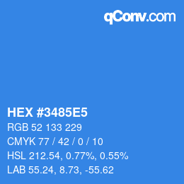 颜色代码: HEX #3485E5 | qconv.com