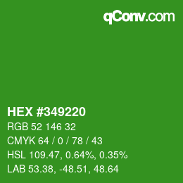 カラーコード: HEX #349220 | qconv.com