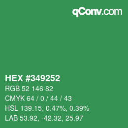 カラーコード: HEX #349252 | qconv.com