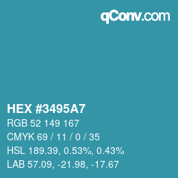 颜色代码: HEX #3495A7 | qconv.com