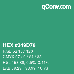 Color code: HEX #349D78 | qconv.com