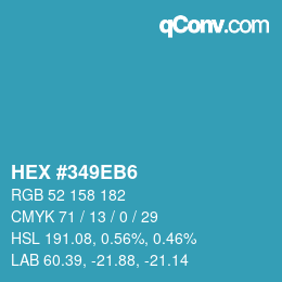 颜色代码: HEX #349EB6 | qconv.com