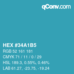 Color code: HEX #34A1B5 | qconv.com