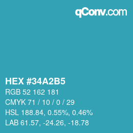 カラーコード: HEX #34A2B5 | qconv.com