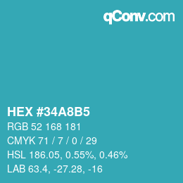 Color code: HEX #34A8B5 | qconv.com