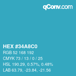 Color code: HEX #34A8C0 | qconv.com