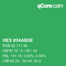 Farbcode: HEX #34AB5E | qconv.com