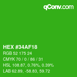 Color code: HEX #34AF18 | qconv.com