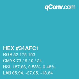 Code couleur: HEX #34AFC1 | qconv.com