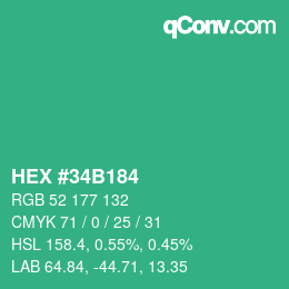 Color code: HEX #34B184 | qconv.com