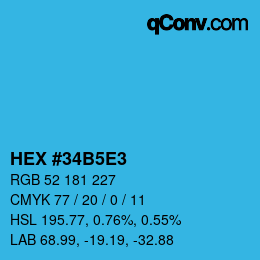 Farbcode: HEX #34B5E3 | qconv.com
