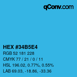 Farbcode: HEX #34B5E4 | qconv.com