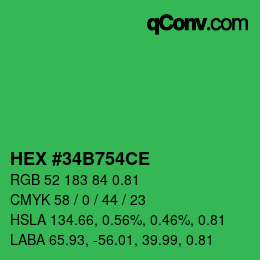 Farbcode: HEX #34B754CE | qconv.com