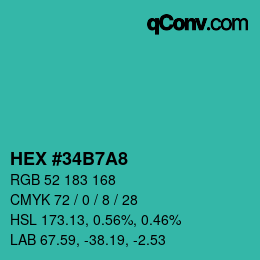 カラーコード: HEX #34B7A8 | qconv.com