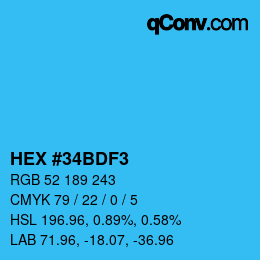 Color code: HEX #34BDF3 | qconv.com