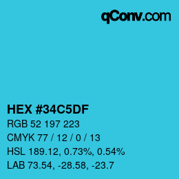 Código de color: HEX #34C5DF | qconv.com