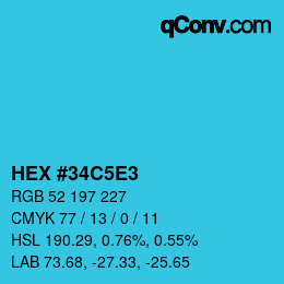 Color code: HEX #34C5E3 | qconv.com