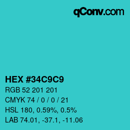 Color code: HEX #34C9C9 | qconv.com