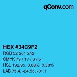 カラーコード: HEX #34C9F2 | qconv.com