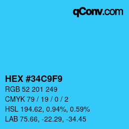 Color code: HEX #34C9F9 | qconv.com