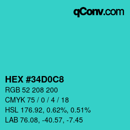 カラーコード: HEX #34D0C8 | qconv.com