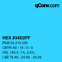 Color code: HEX #34D2FF | qconv.com