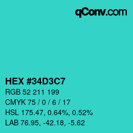Color code: HEX #34D3C7 | qconv.com