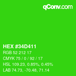 カラーコード: HEX #34D411 | qconv.com