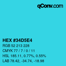 Color code: HEX #34D5E4 | qconv.com