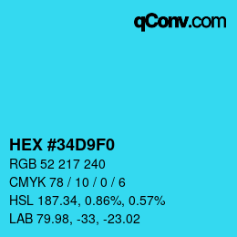 颜色代码: HEX #34D9F0 | qconv.com