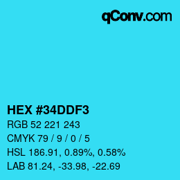 カラーコード: HEX #34DDF3 | qconv.com