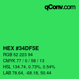 Code couleur: HEX #34DF5E | qconv.com