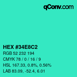 Color code: HEX #34E8C2 | qconv.com