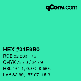 Color code: HEX #34E9B0 | qconv.com