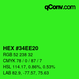 Color code: HEX #34EE20 | qconv.com