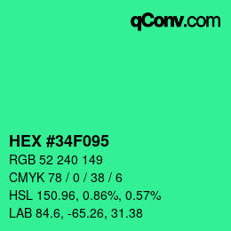 Color code: HEX #34F095 | qconv.com