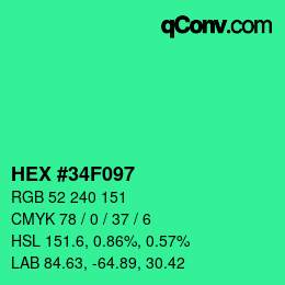 Color code: HEX #34F097 | qconv.com