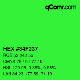 Color code: HEX #34F237 | qconv.com