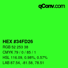 Color code: HEX #34FD26 | qconv.com