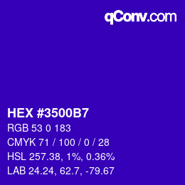 Color code: HEX #3500B7 | qconv.com