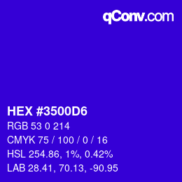 Color code: HEX #3500D6 | qconv.com