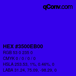 Color code: HEX #3500EB00 | qconv.com