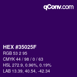 Color code: HEX #35025F | qconv.com