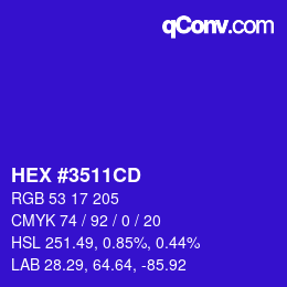Farbcode: HEX #3511CD | qconv.com