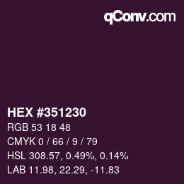颜色代码: HEX #351230 | qconv.com