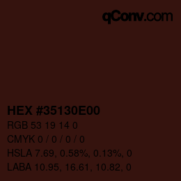 Farbcode: HEX #35130E00 | qconv.com