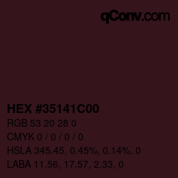 Farbcode: HEX #35141C00 | qconv.com